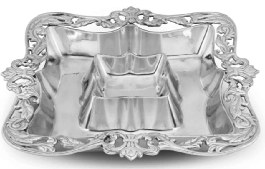 Fleur de Lis (Aluminum, Serveware) 1 Piece Chip & Dip by Arthur Court-1