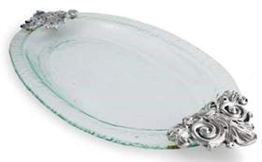 Fleur de Lis (Aluminum, Serveware) 21" Oval Serving Platter by Arthur Court-1