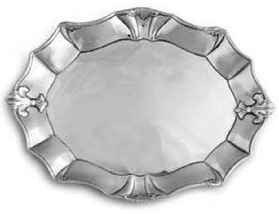 Fleur de Lis (Aluminum, Serveware) 19" Oval Serving Platter by Arthur Court-1