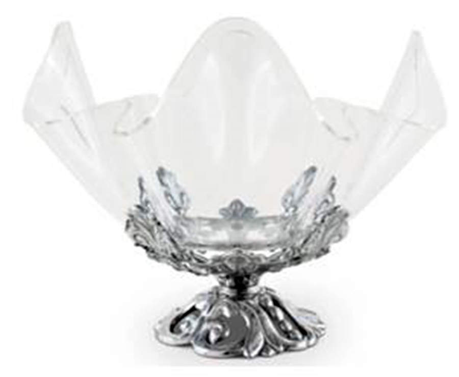 Fleur de Lis (Aluminum, Serveware) Metal Stand with Acrylic Bowl by Arthur Court-1