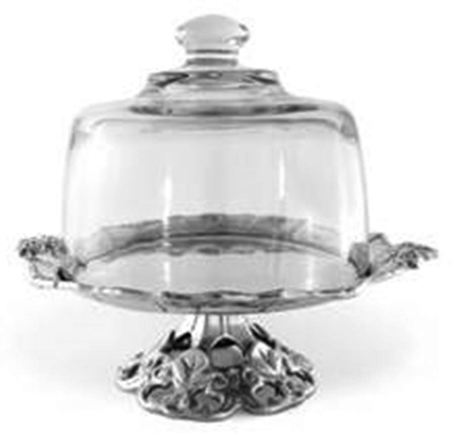 Fleur de Lis (Aluminum, Serveware) Cheese Stand with Glass Dome by Arthur Court-1