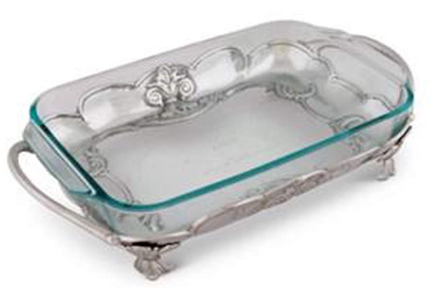 Fleur de Lis (Aluminum, Serveware) 3 Quart Rectangular Covered Casserole by Arthur Court-1