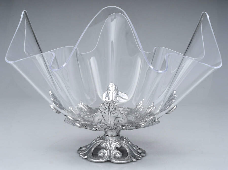 Fleur de Lis (Aluminum, Serveware) Centerpiece Stand with Acrylic Bowl by Arthur Court-1