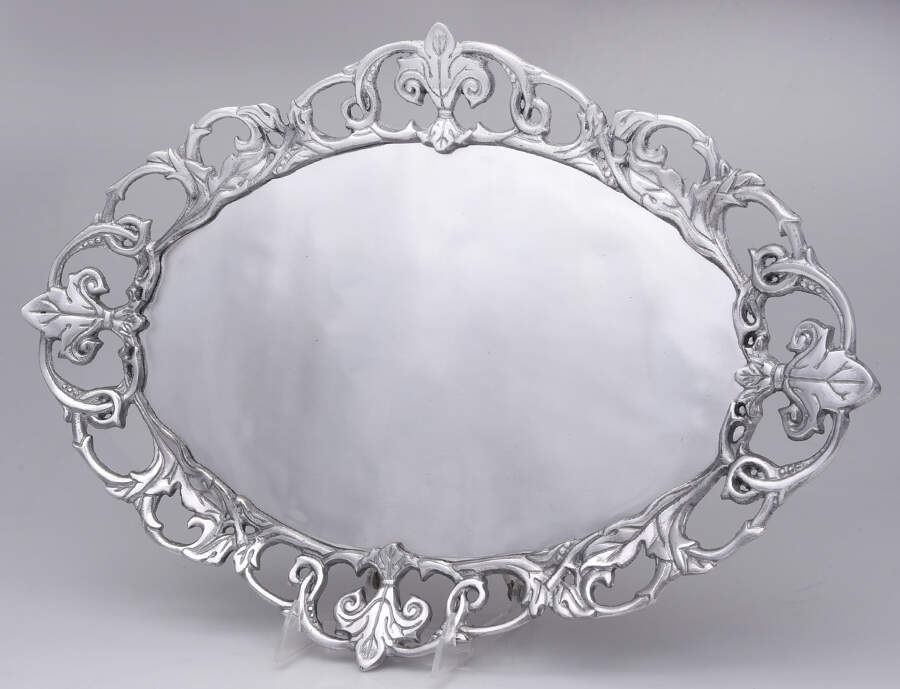 Fleur de Lis (Aluminum, Serveware) 20" Oval Tray by Arthur Court-1
