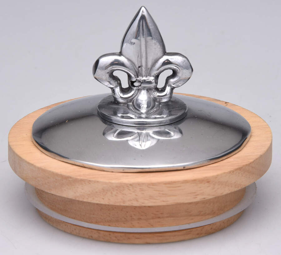 Fleur de Lis (Aluminum, Serveware) Metal Lid for Large Glass Canister by Arthur Court-1