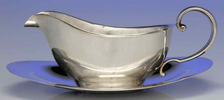 1240 (Sterling, Hollowware) Sterling Gravy Boat & Underplate by Amston-1