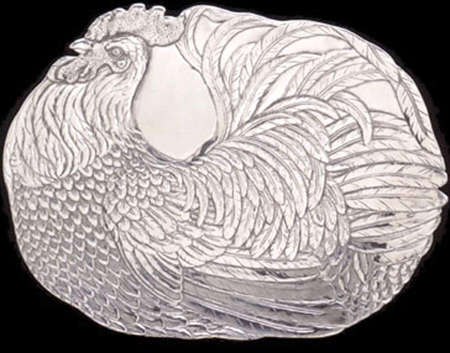 Rooster (Aluminum, Serveware) 19" Oval Serving Platter by Arthur Court-1