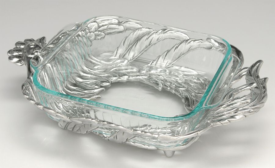 Rooster (Aluminum, Serveware) Square Casserole Holder by Arthur Court-1