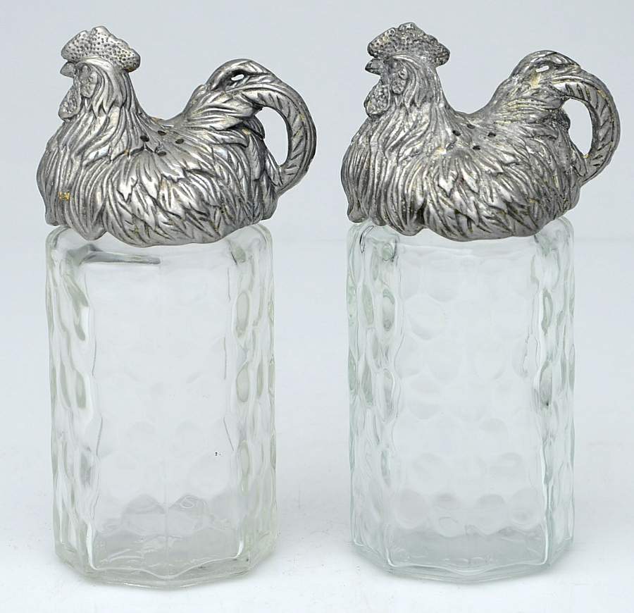Rooster (Aluminum, Serveware) Salt and Pepper Set by Arthur Court-1