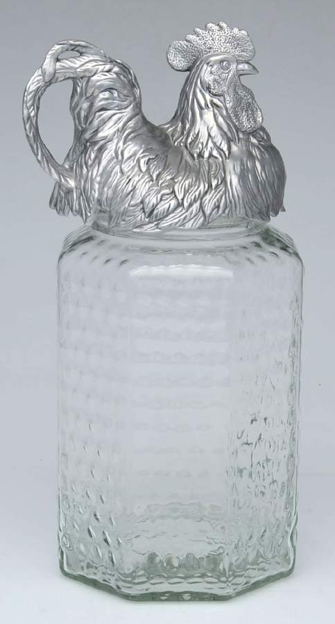 Rooster (Aluminum, Serveware) Glass Canister & Metal Lid & Lid Insert by Arthur Court-1