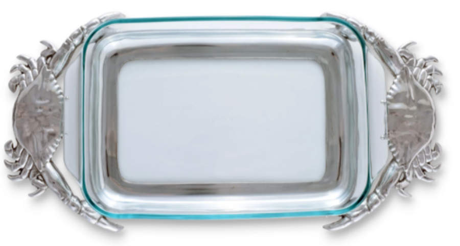 Wonders of the Water (Aluminum, Serveware) 21" Casserole Holder & Pyrex Liner by Arthur Court-1