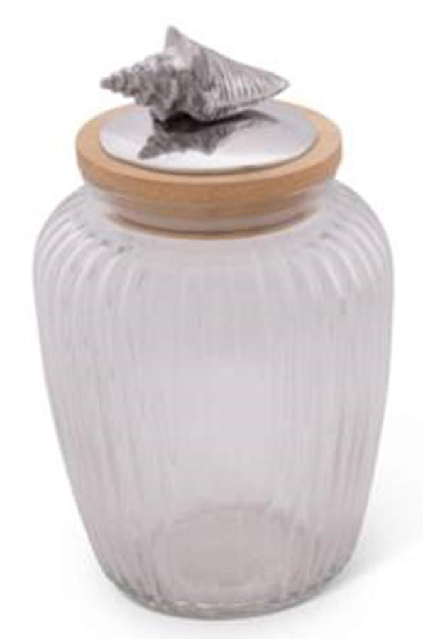 Wonders of the Water (Aluminum, Serveware) Large Glass Canister & Metal Lid by Arthur Court-1