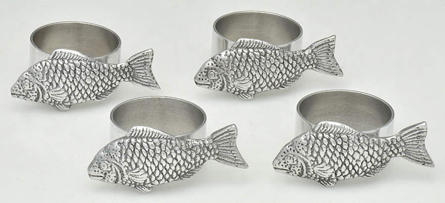 Wonders of the Water (Aluminum, Serveware) Napkin Ring - Set of 4 by Arthur Court-1