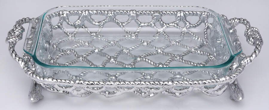 Wonders of the Water (Aluminum, Serveware) 18" Casserole Holder & Pyrex Liner by Arthur Court-1