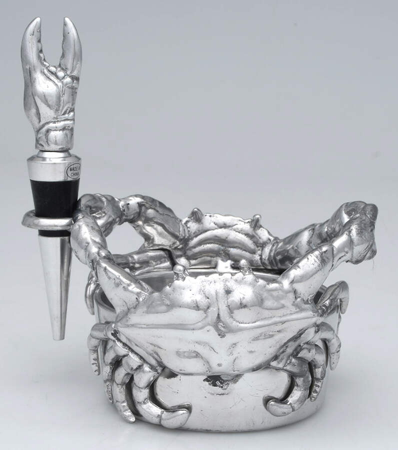 Wonders of the Water (Aluminum, Serveware) Wine Bottle Coaster & Stopper (WCO & WISTO) by Arthur Court-1