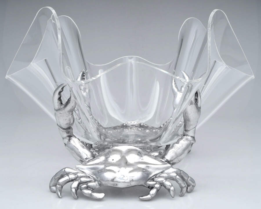 Wonders of the Water (Aluminum, Serveware) 14" Acrylic Bowl with Metal Stand by Arthur Court-1