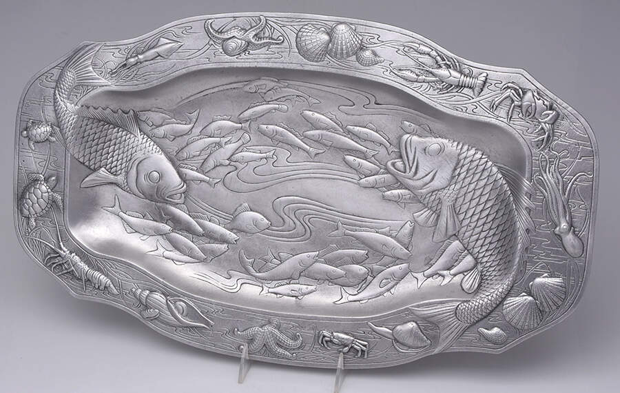 Wonders of the Water (Aluminum, Serveware) 22" Oval Serving Platter by Arthur Court-1