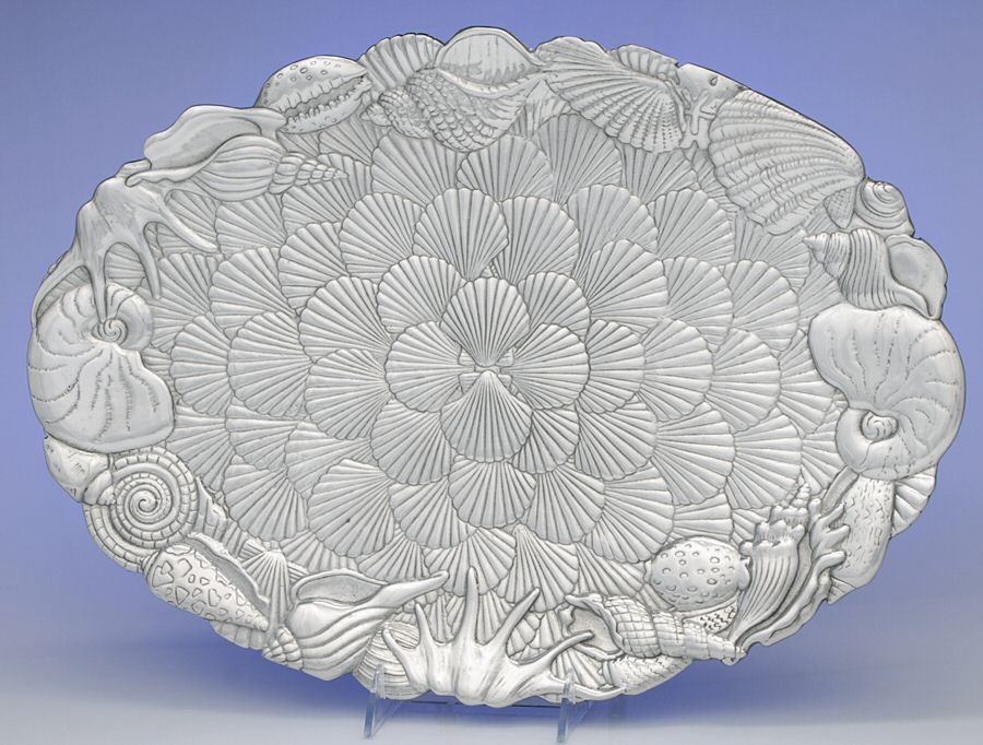 Wonders of the Water (Aluminum, Serveware) 18" Oval Serving Platter by Arthur Court-1