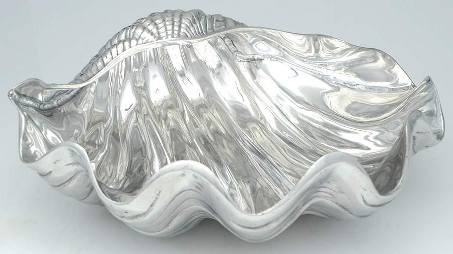 Wonders of the Water (Aluminum, Serveware) 15" Shell Shape Bowl by Arthur Court-1