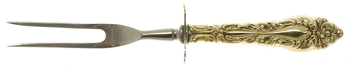 Athene-Gold Vermeil (Sterling) Small Steak Carving Fork with Stainless Prongs by Amston-1