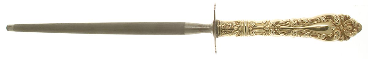 Athene-Gold Vermeil (Sterling) Large Roast Steel Rod Knife Sharpener by Amston-1