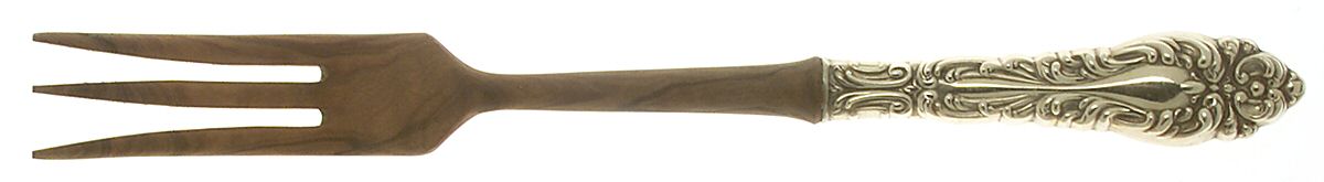 Athene-Gold Vermeil (Sterling) Salad Serving Fork with Wooden Prongs by Amston-1