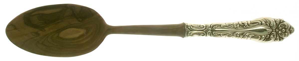 Athene-Gold Vermeil (Sterling) Salad Serving Spoon with Wooden Bowl by Amston-1