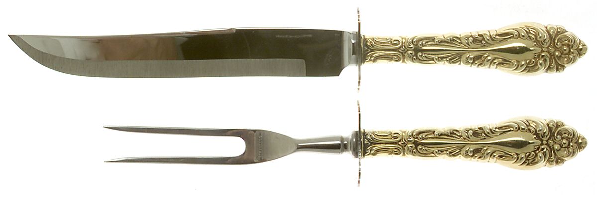 Athene-Gold Vermeil (Sterling) Small Stainless Blade 2-Piece Steak Carving Set by Amston-1