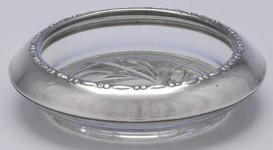 144 (Sterling, Hollowware) Crystal Coaster with Sterling Rim by Amston-1