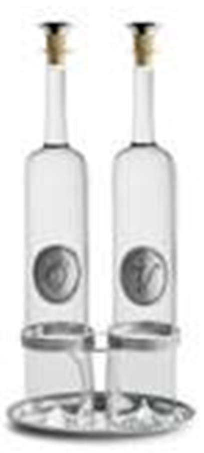 Tavola (Pewter, Hollowware) Vinegar & Oil Cruet Set with Stand by Arte Italica-1