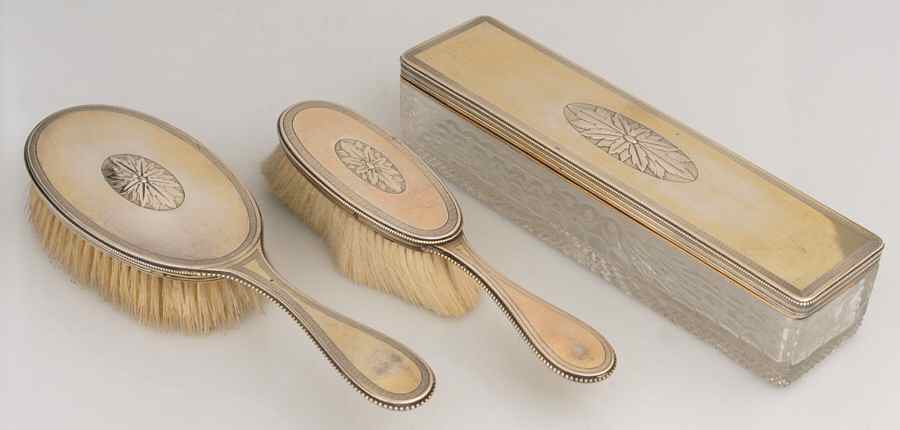 Sterling Hollowware 3 Pc Vanity Set by Andre Aucoc-1