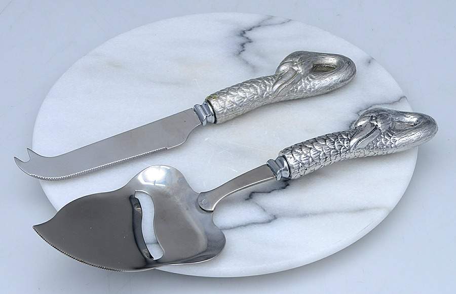 Swan (Aluminum, Hollowware) (3pc) Cheese Set (CHCBM, CHEPLS, CHEK) by Arthur Court-1