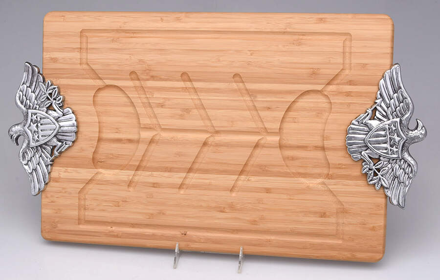 Aluminum Hollowware Wood Carving Board by Arthur Court-1