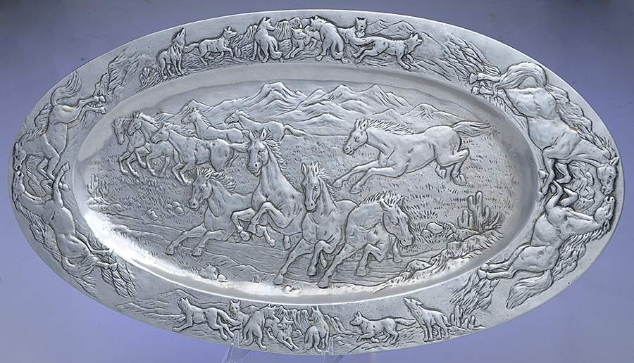 Aluminum Hollowware 23" Oval Serving Platter by Arthur Court-1