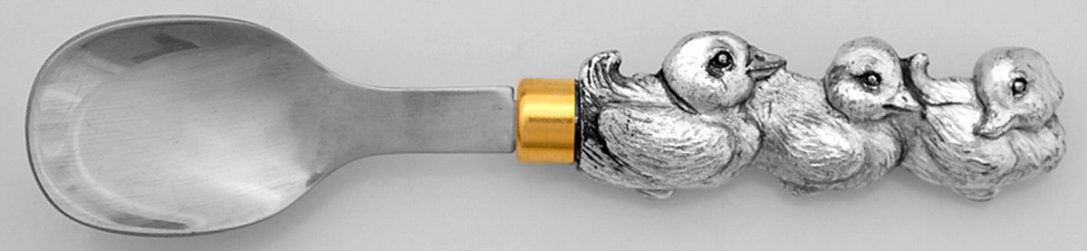 Ducks (Aluminum, Hollowware) Straight Handle Baby Spoon by Arthur Court-1