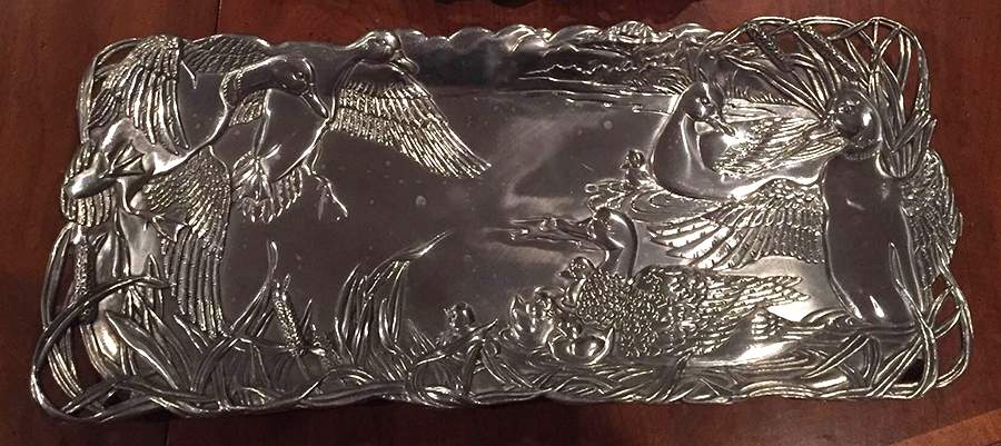 Ducks (Aluminum, Hollowware) 17" Rectangular Tray by Arthur Court-1