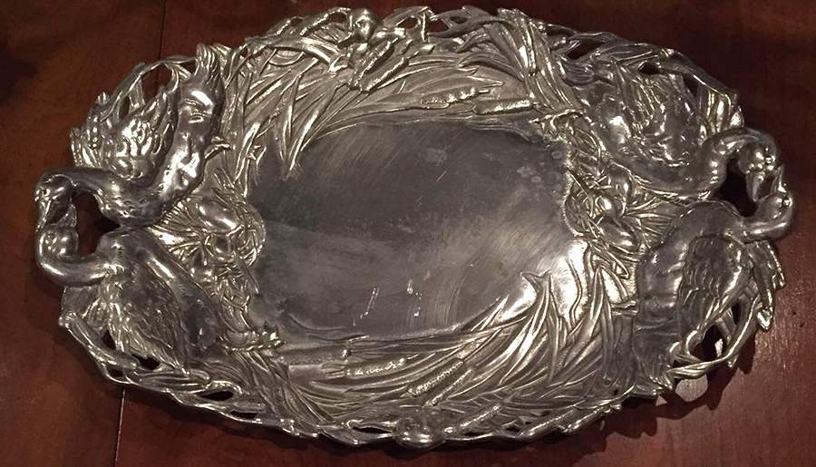 Ducks (Aluminum, Hollowware) 18" Oval Serving Platter by Arthur Court-1