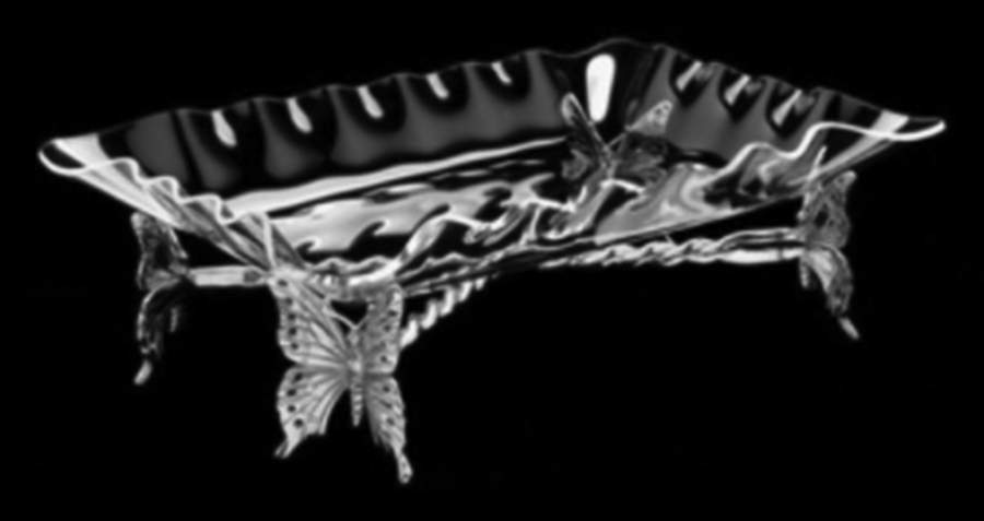 Butterfly (Aluminum, Serveware) 16" Acrylic Tray with Metal Stand by Arthur Court-1