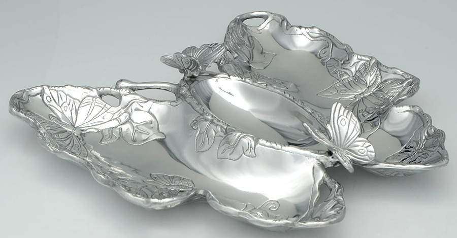 Butterfly (Aluminum, Serveware) Tray for Chip & Dip Set by Arthur Court-1