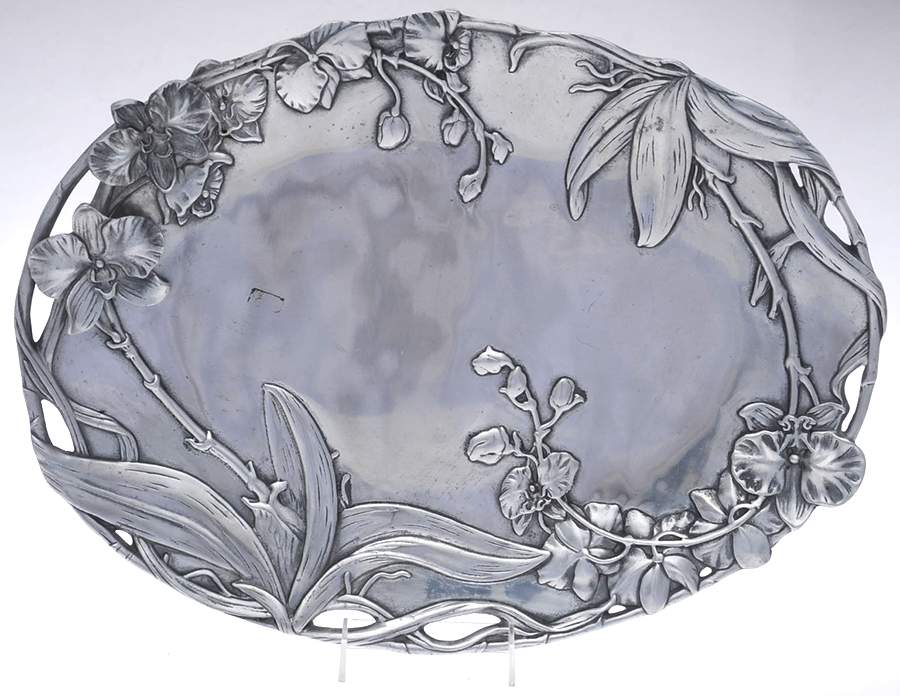 Orchid (Aluminum, Hollowware) Oval Platter by Arthur Court-1