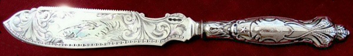 ALC16 (Sterling) Large Bright Cut Hollow Handle Fish Serving Knife by Albert Coles-1