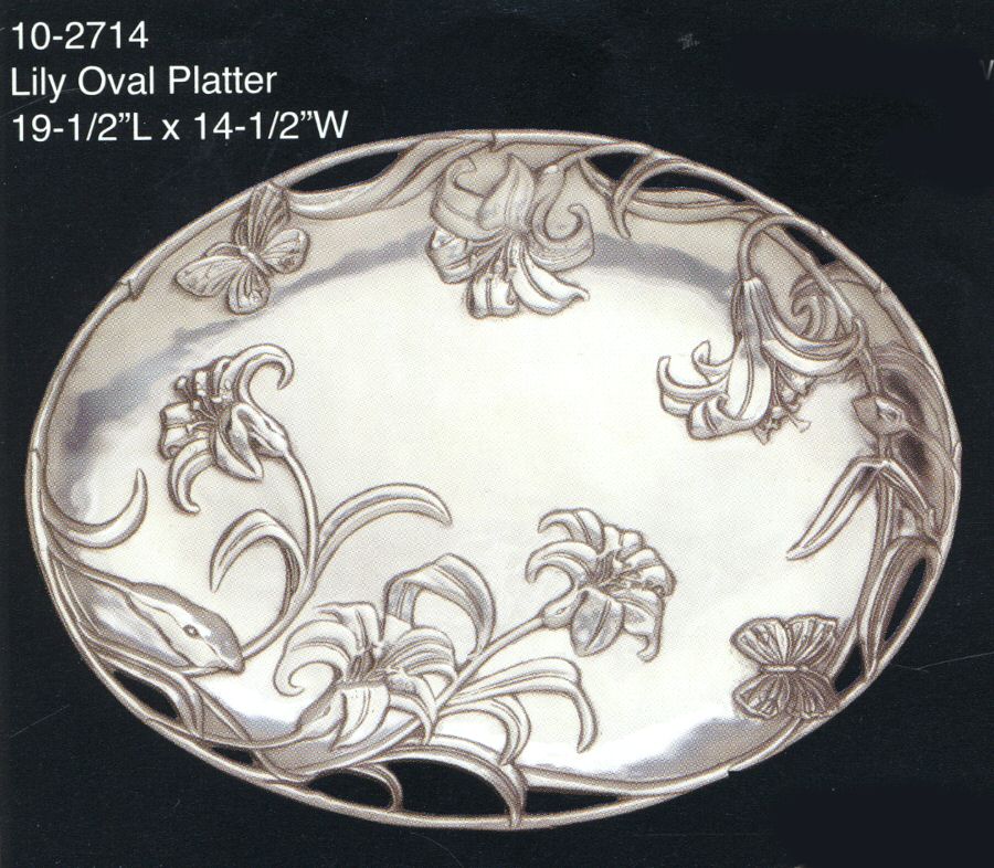 Botanical (Aluminum, Hollowware) 19" Oval Serving Platter by Arthur Court-1