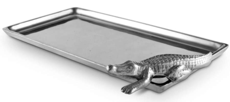 Alligator (Aluminum, Hollowware) 12" Rectangular Tray by Arthur Court-1