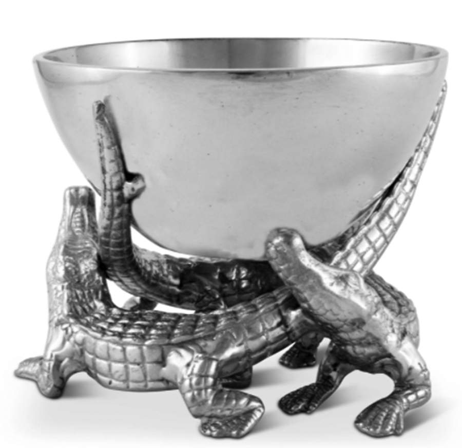 Alligator (Aluminum, Hollowware) 5" Footed Bowl by Arthur Court-1