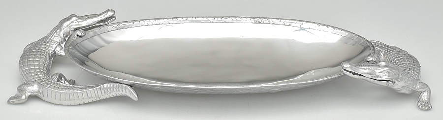 Alligator (Aluminum, Hollowware) Centerpiece Tray by Arthur Court-1