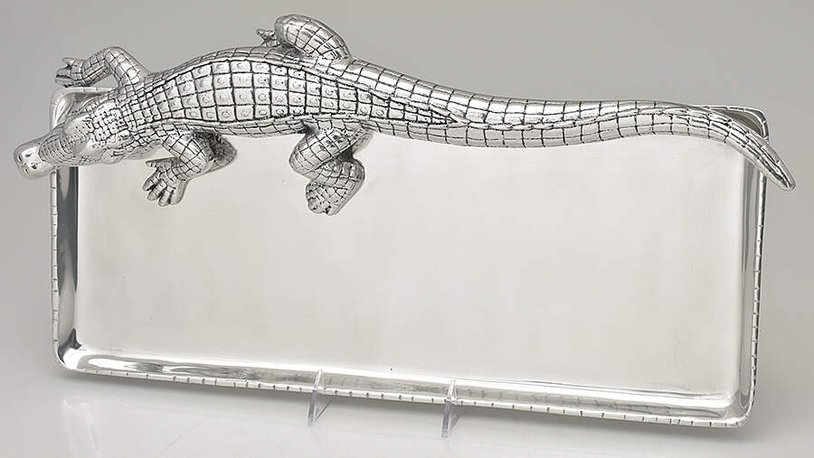 Alligator (Aluminum, Hollowware) 19" Rectangular Tray by Arthur Court-1
