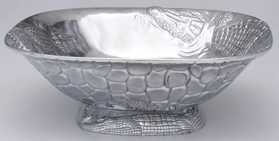 Alligator (Aluminum, Hollowware) 10" Salad Serving Bowl by Arthur Court-1