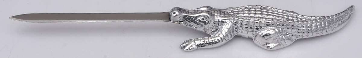 Alligator (Aluminum, Hollowware) Letter Opener with Stainless Blade by Arthur Court-1