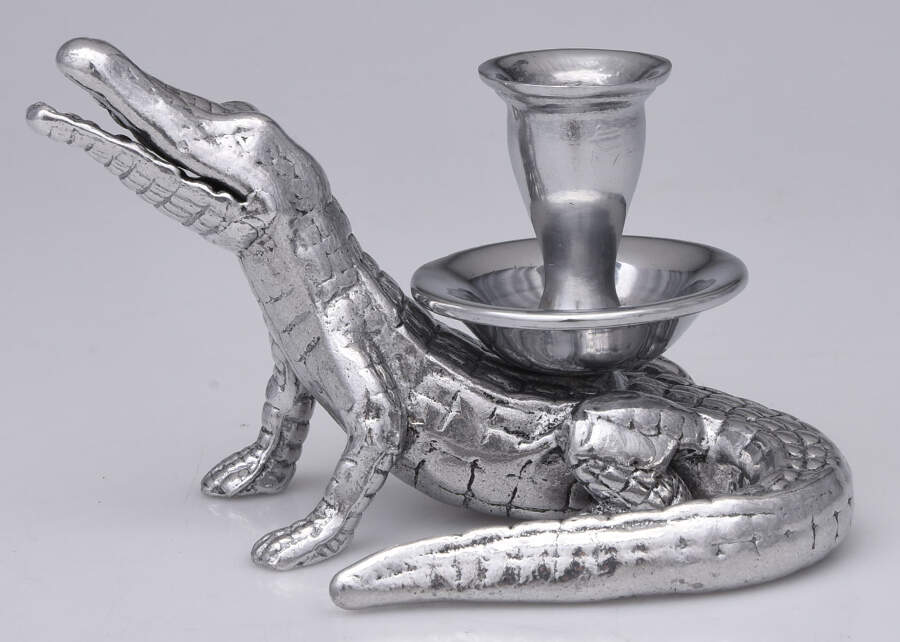 Alligator (Aluminum, Hollowware) 4" Candlestick by Arthur Court-1