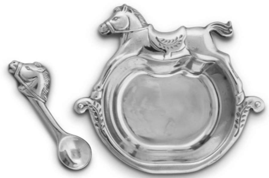 Baby (Aluminum, Hollowware) Keepsake Bowl & Spoon Set by Arthur Court-1